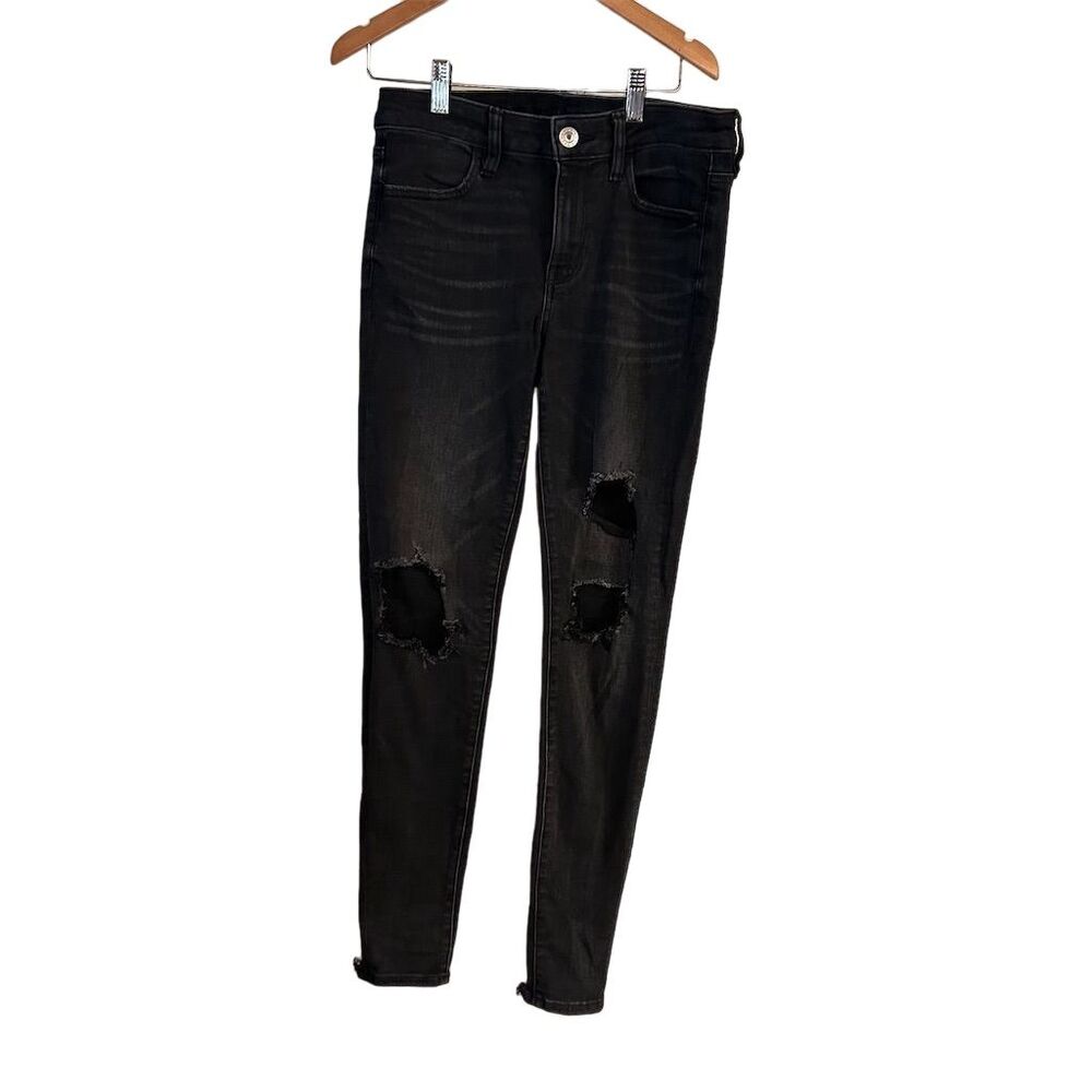 American Eagle Women's Size 4 Black Distressed Jegging Jeans